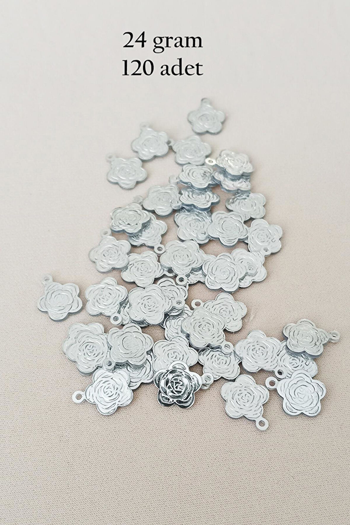 Oya Abiye Bileklik Kolye Pleksi Metalik Plastik Pul Gümüş Renk 24 gram 120 adet - BNC584