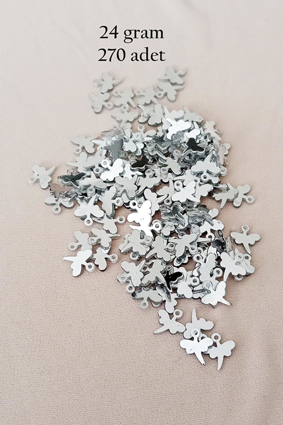 Oya Abiye Bileklik Kolye Pleksi Metalik Plastik Pul Gümüş Renk 24 gram 270 adet - BNC563