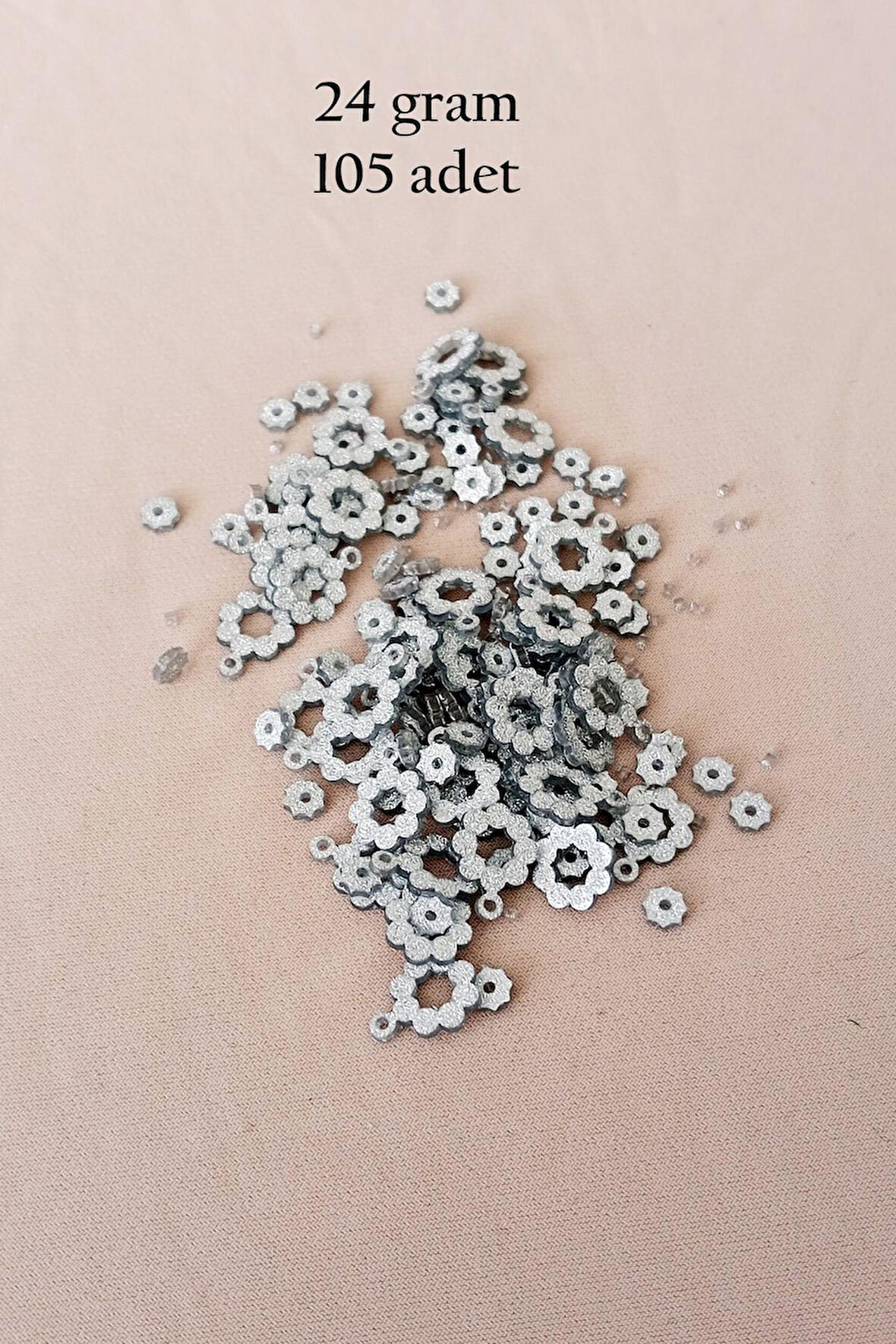Oya Abiye Bileklik Kolye Pleksi Metalik Plastik Pul Gümüş Renk 24 gram 105 adet - BNC561