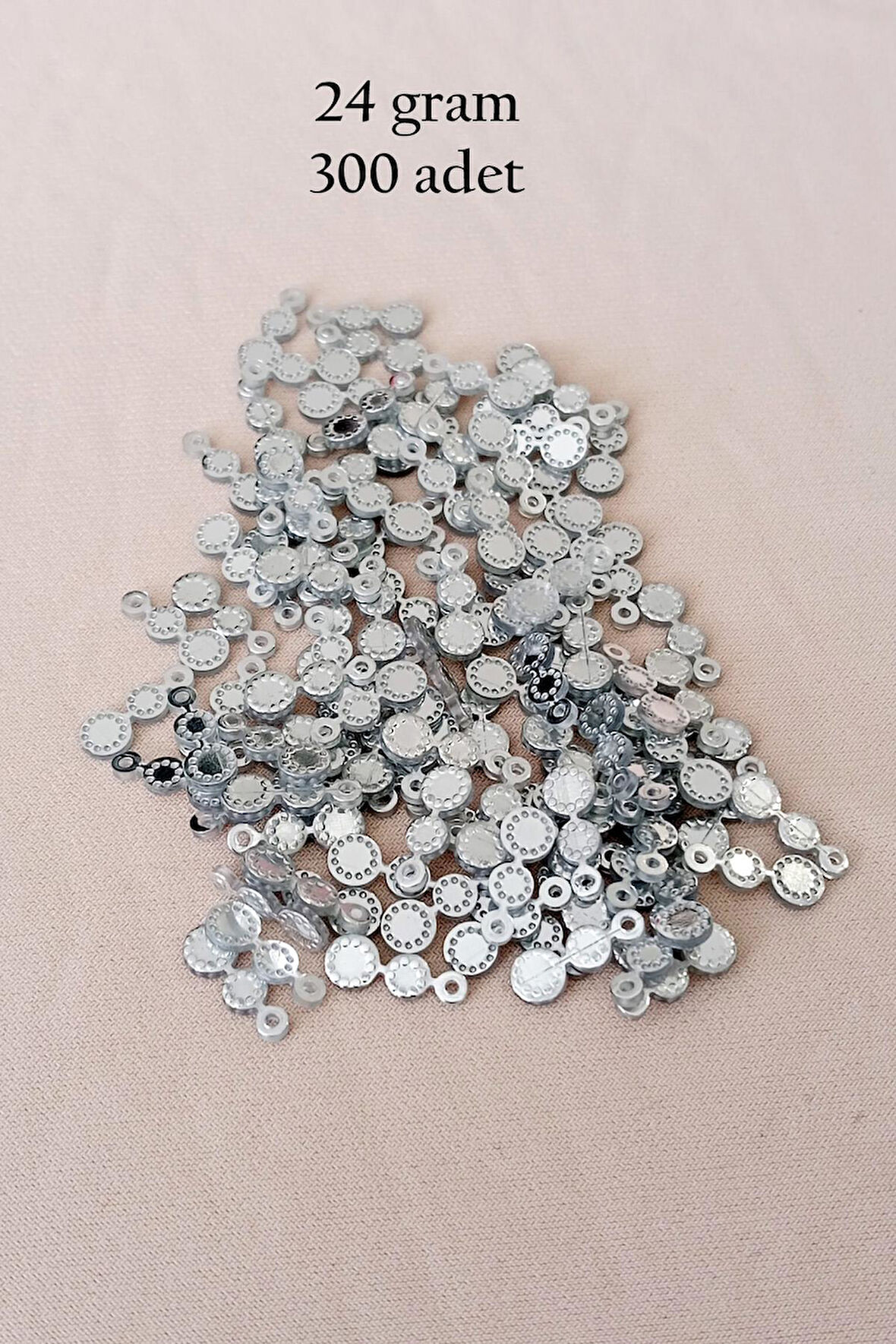 Oya Abiye Bileklik Kolye Pleksi Metalik Plastik Pul Gümüş Renk 24 gram 300 adet - BNC560