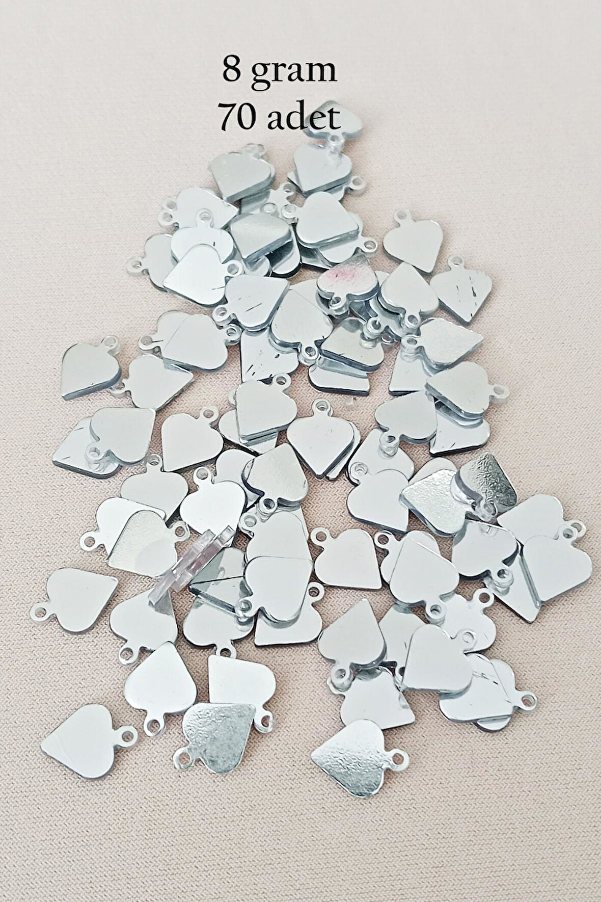 Oya Abiye Bileklik Kolye Pleksi Metalik Plastik Pul Gümüş Renk 8 gram 70 adet - BNC530