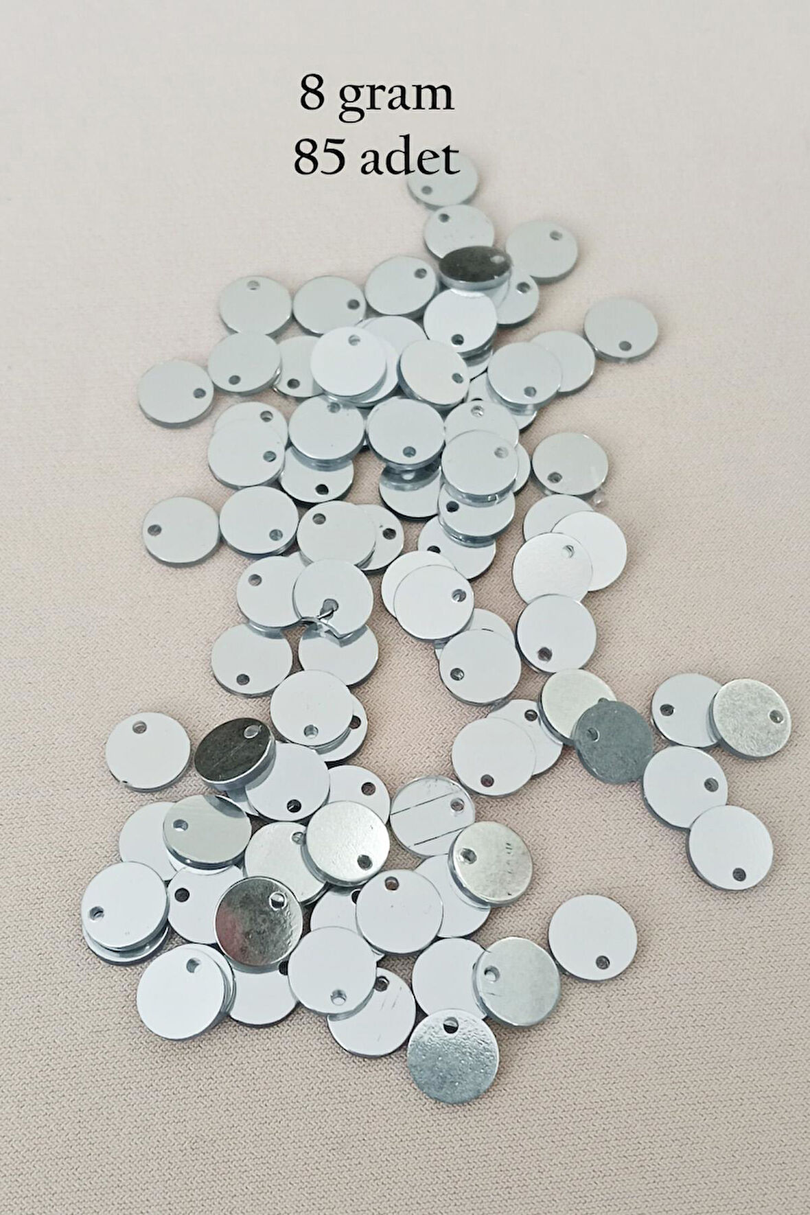 Oya Abiye Bileklik Kolye Pleksi Metalik Plastik Pul Gümüş Renk 8 gram 85 adet - BNC523