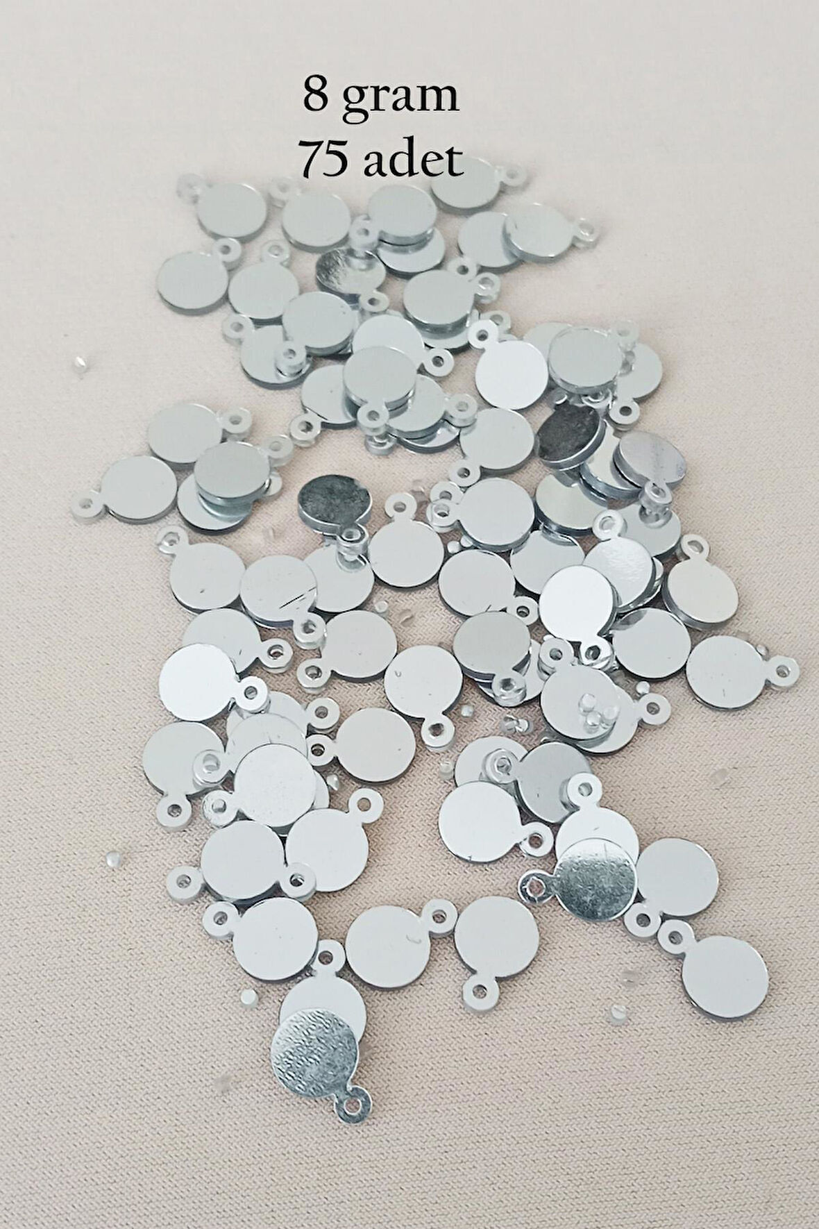 Oya Abiye Bileklik Kolye Pleksi Metalik Plastik Pul Gümüş Renk 8 gram 75 adet - BNC520