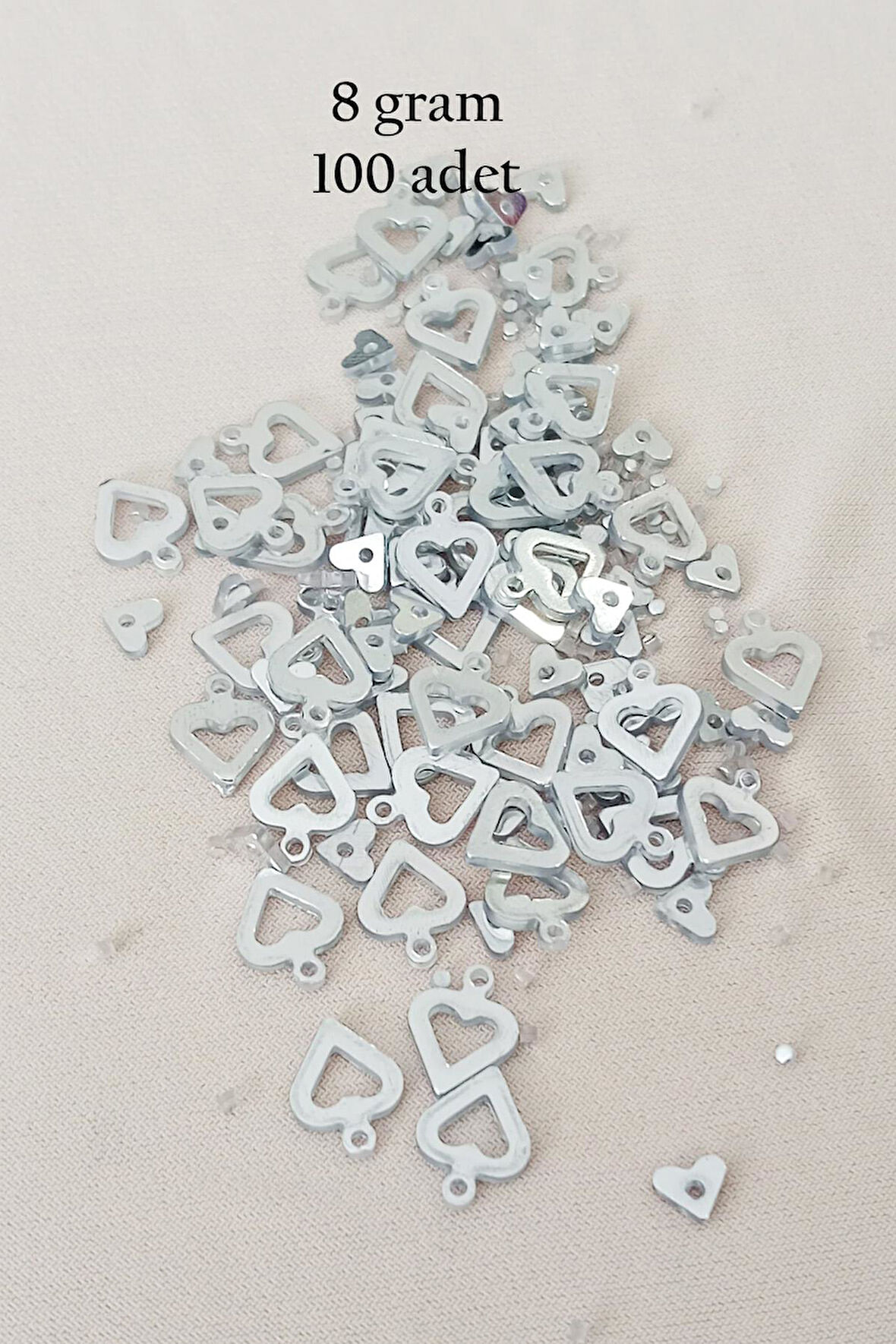 Oya Abiye Bileklik Kolye Pleksi Metalik Plastik Pul Gümüş Renk 8 gram 100 adet - BNC511