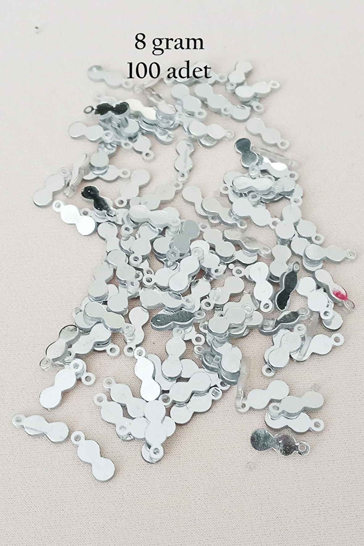 Oya Abiye Bileklik Kolye Pleksi Metalik Plastik Pul Gümüş Renk 8 gram 100 adet - BNC508