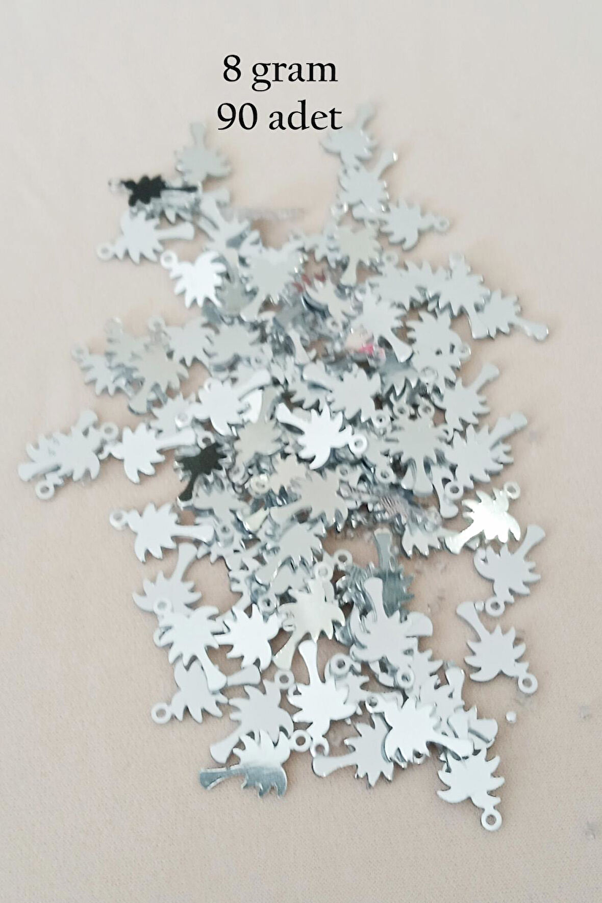 Oya Abiye Bileklik Kolye Pleksi Metalik Plastik Pul Gümüş Renk 8 gram 90 adet - BNC506