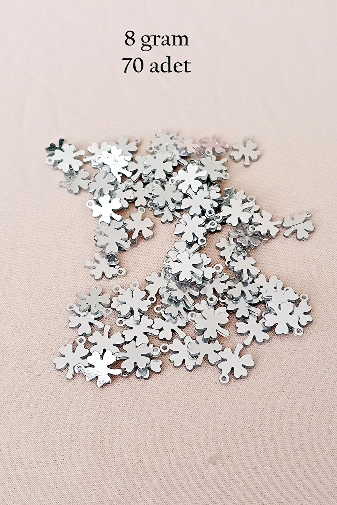 Oya Abiye Bileklik Kolye Pleksi Metalik Plastik Pul Gümüş Renk 8 gram 70 adet - BNC502