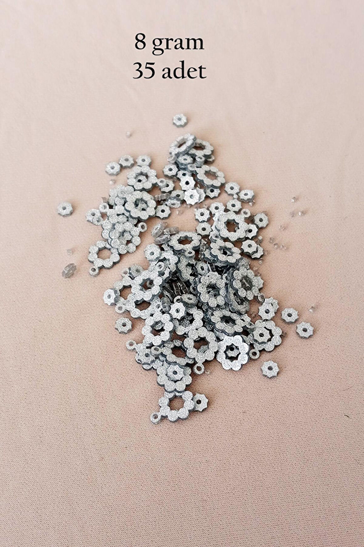 Oya Abiye Bileklik Kolye Pleksi Metalik Plastik Pul Gümüş Renk 8 gram 35 adet - BNC501