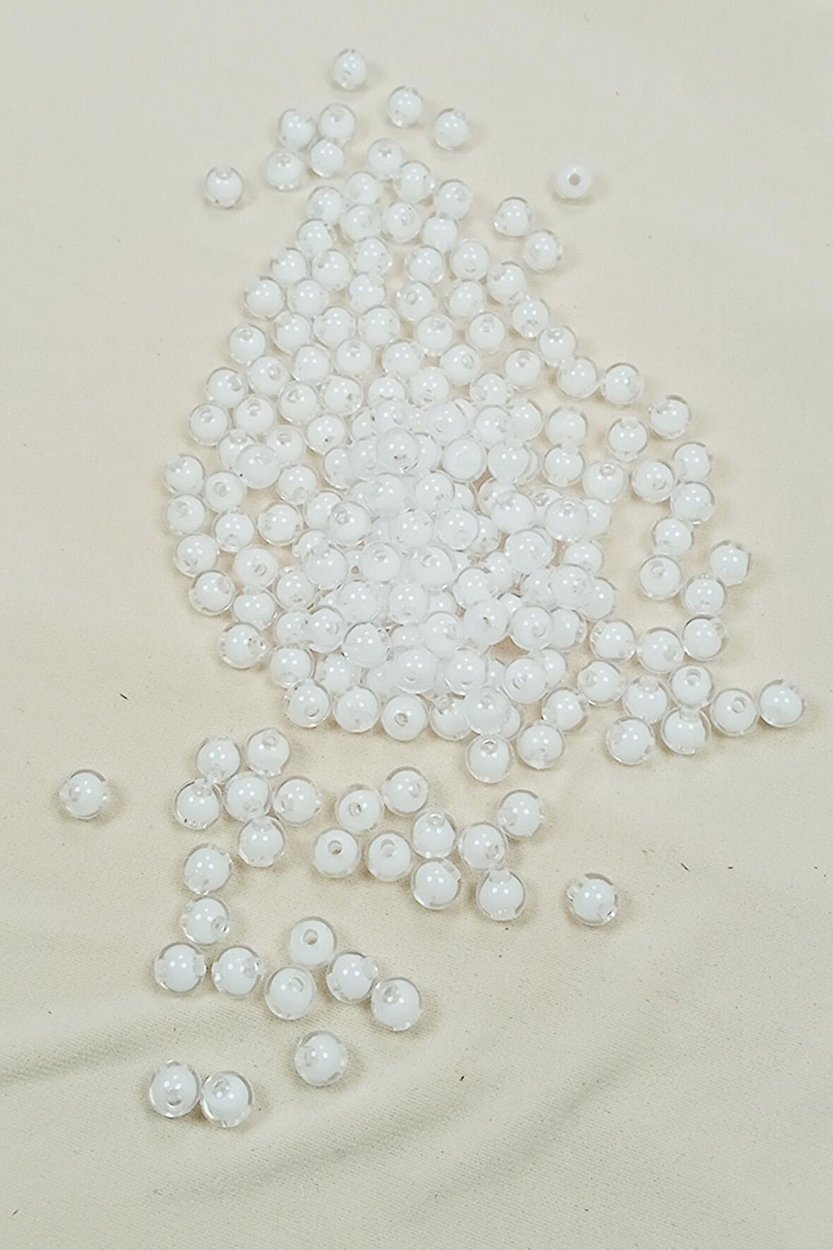 Yuvarlak Boncuk İçten Boncuklu Bileklik Çanta Boncuğu 8 mm 50 gr Beyaz - BNC470