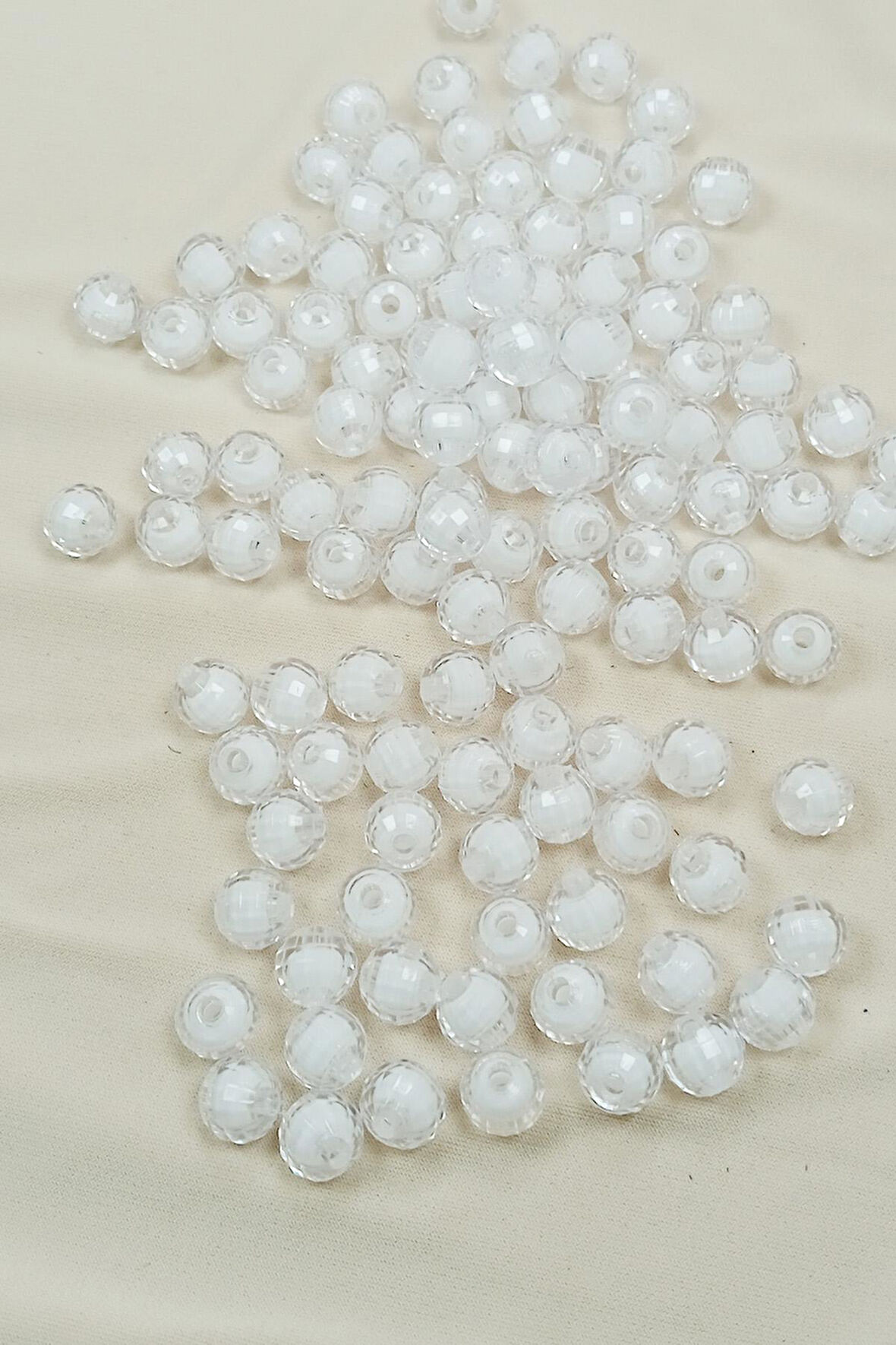 Dünya Boncuk İçten Boncuklu Bileklik Çanta Boncuğu 10 mm 50 gr Beyaz - BNC463