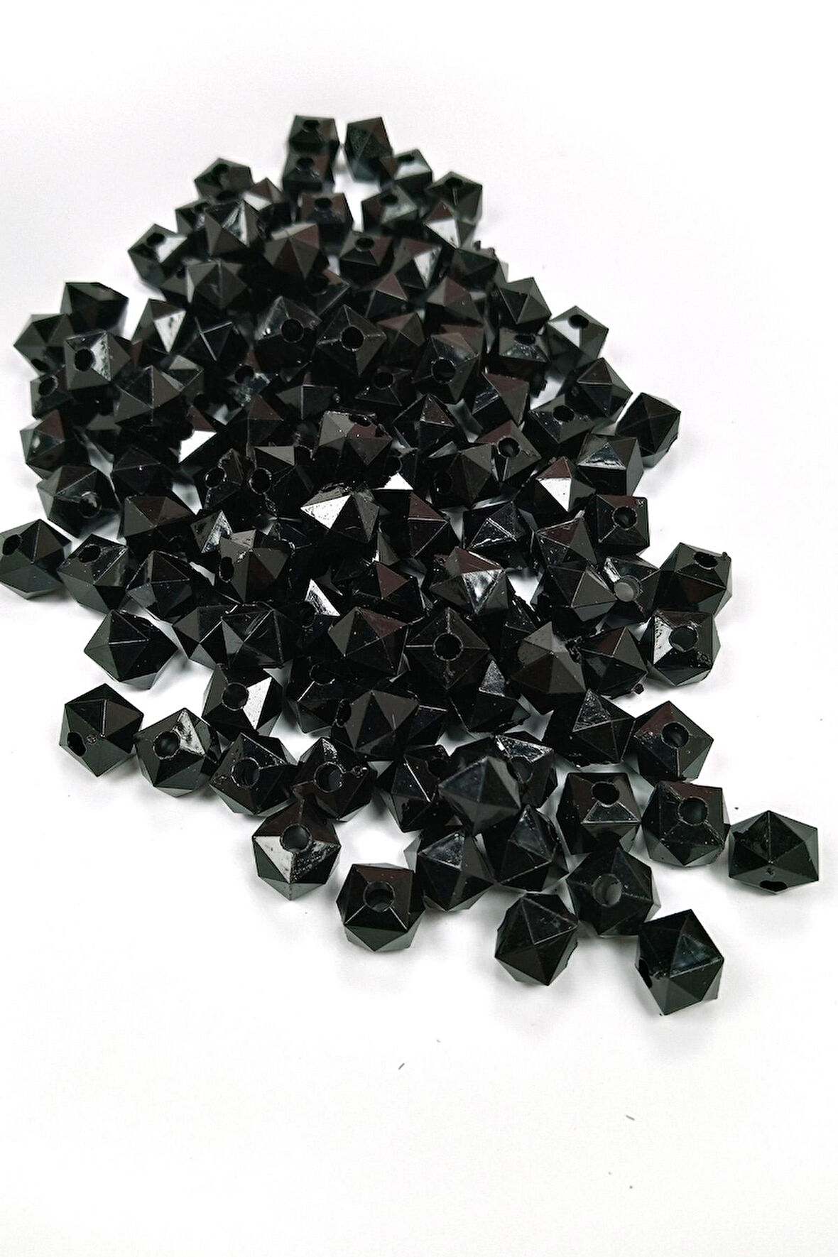 Küp Boncuk İçten Boncuklu Bileklik Çanta Boncuğu 10 mm 50 gr Siyah - BNC457