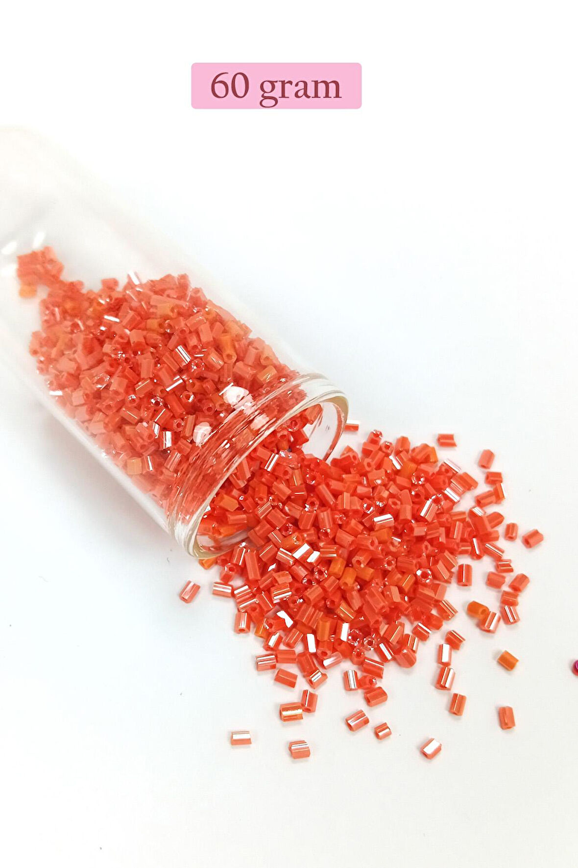 Kesme Cam Boncuk 2mm - 60 Gram - Mercan Kırmızı - BNC358