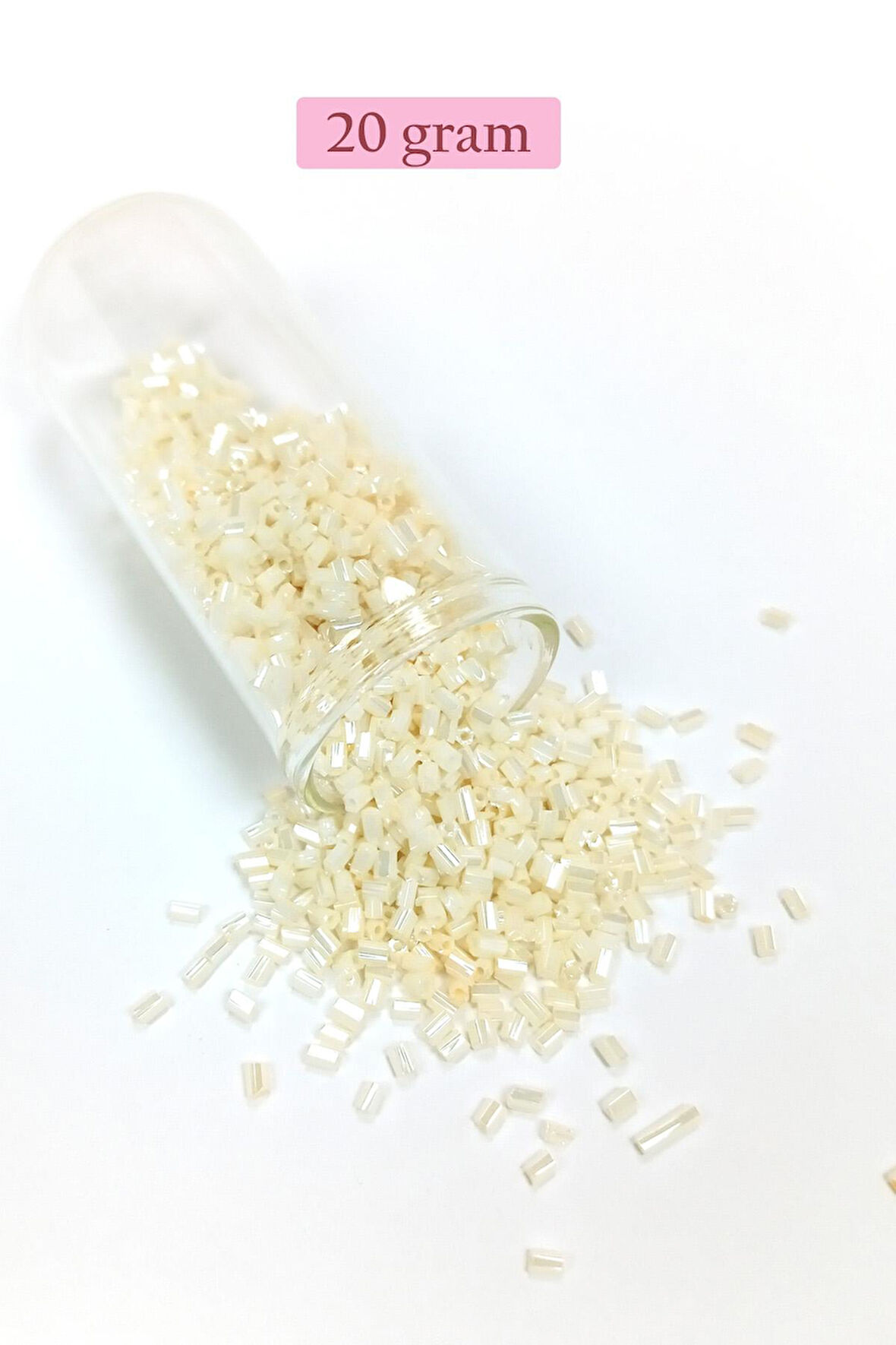 Kesme Cam Boncuk 2mm - 20 Gram - Krem -BNC336