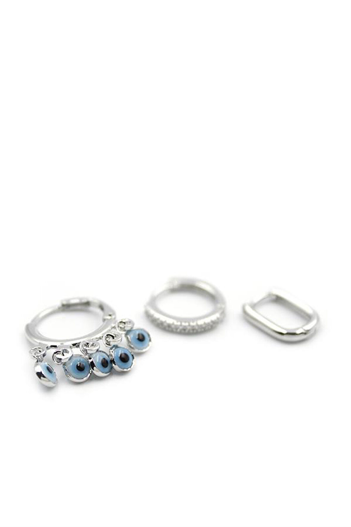 3'lü Nazar Küpe - Gümüş