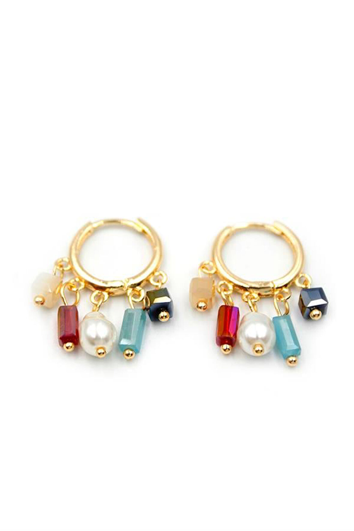 Boncuklu Shakira Küpe - Altın