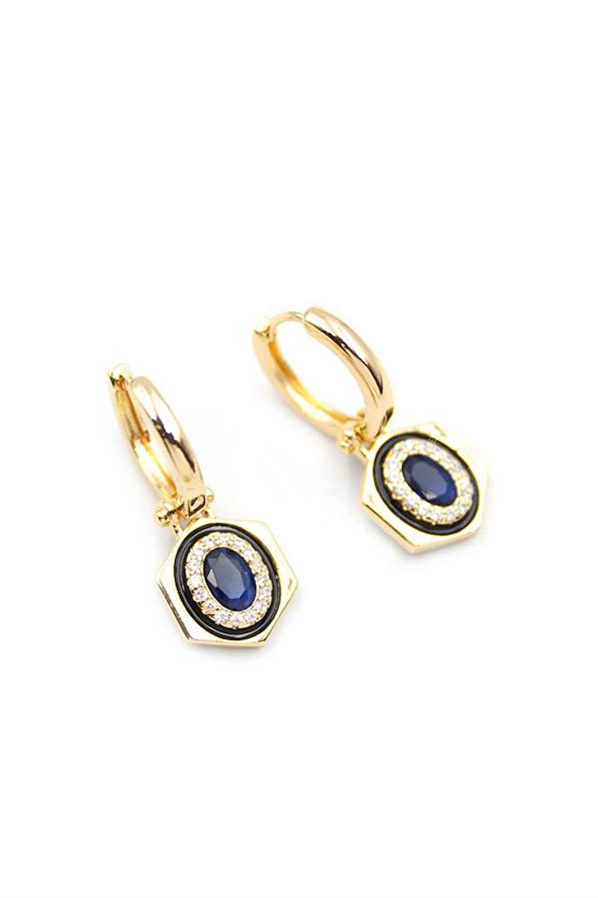 Taşlı Küpe - Mavi