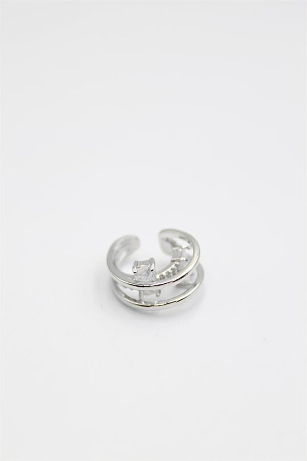 Taşlı Kıkırdak Küpe - Gümüş