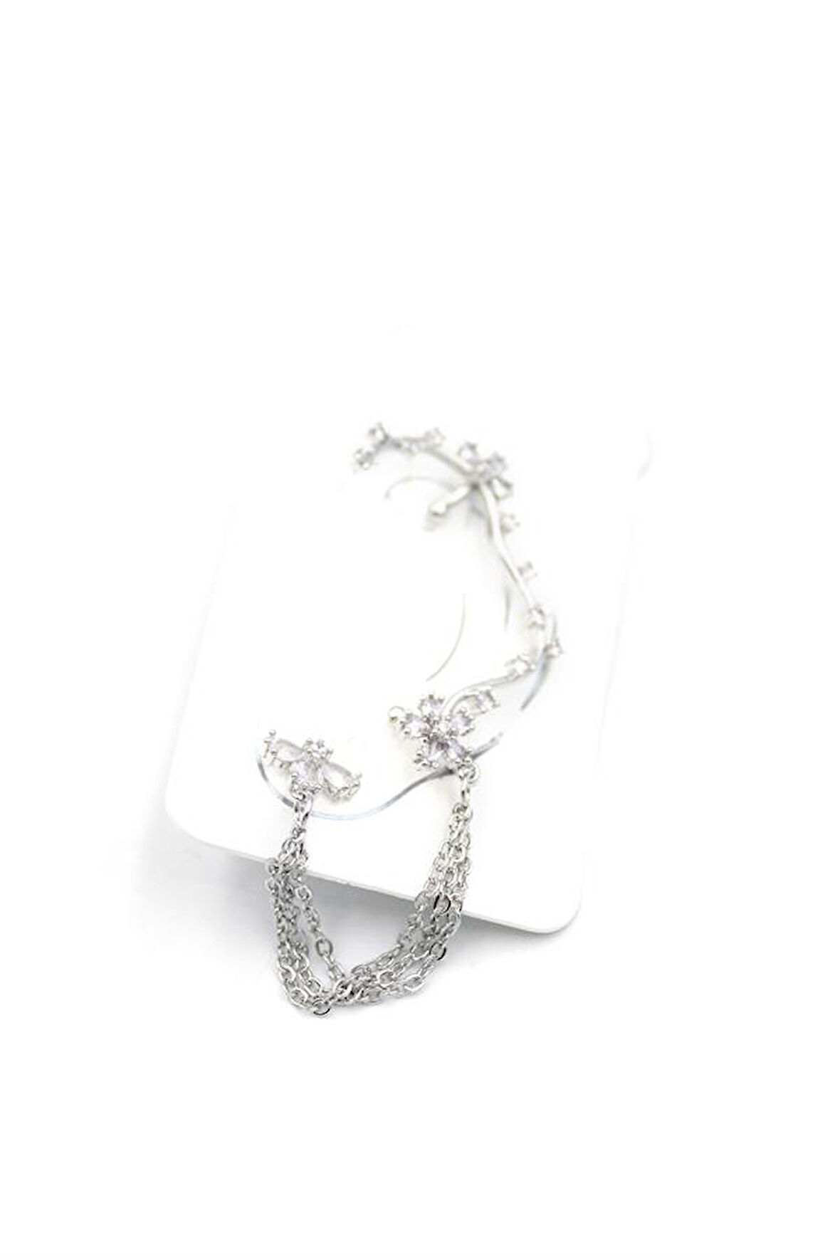 Taşlı Kıkırdak Küpe - Gümüş