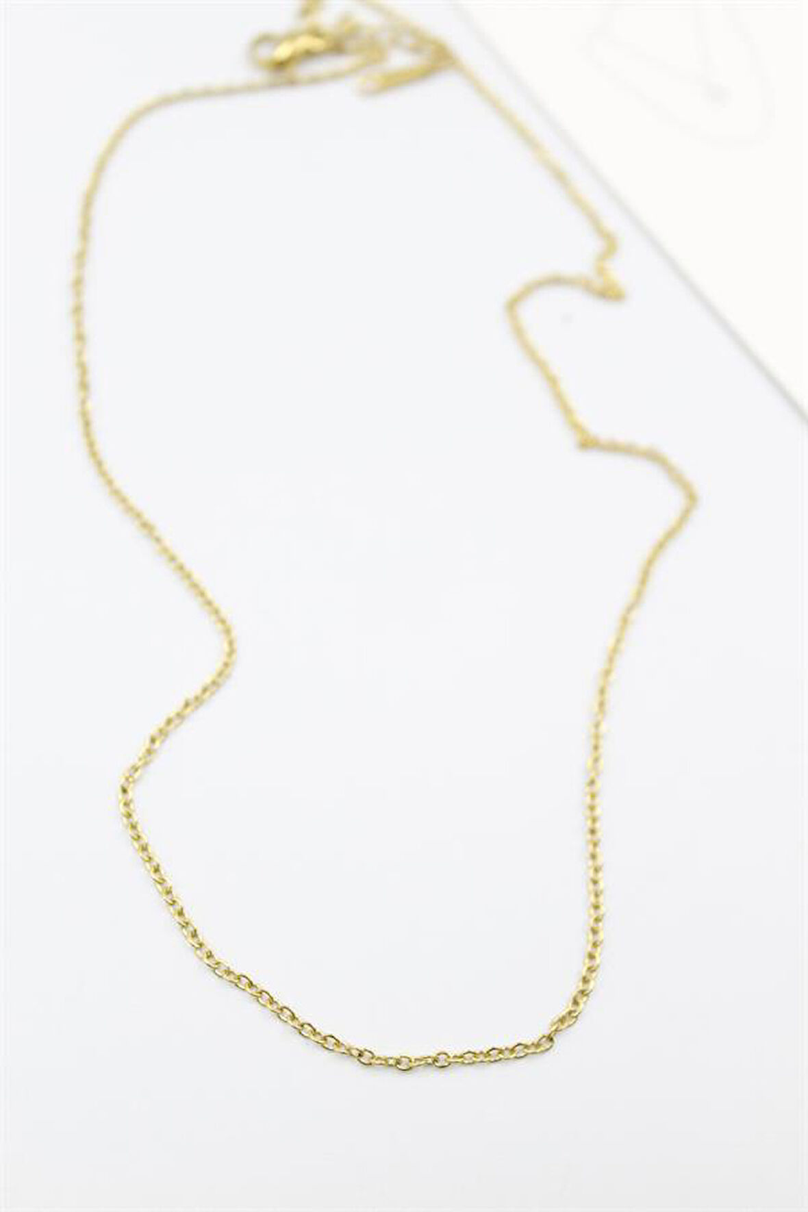 Çelik Zincir Kolye - 45 cm - Altın