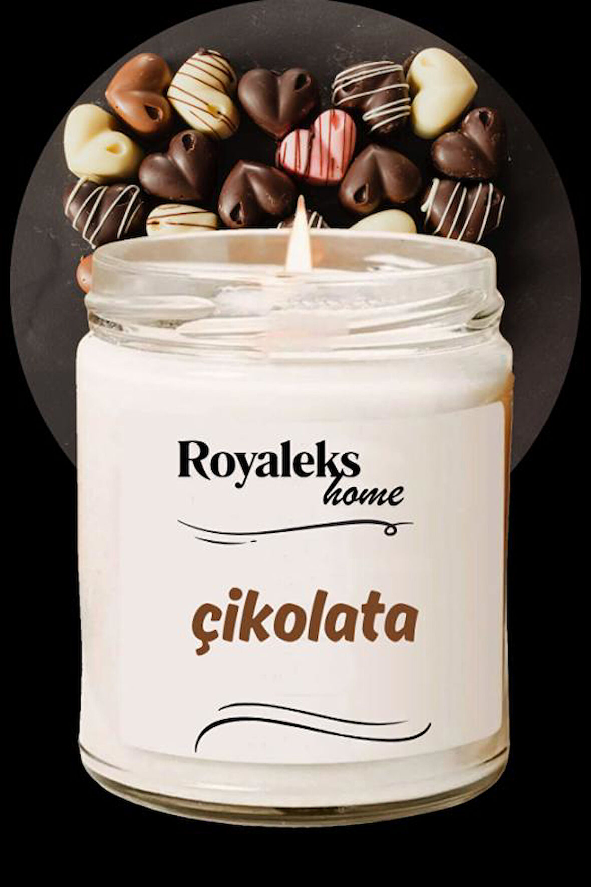 Doğal Özel Seri Kokulu Dekoratif Kavanoz Mum 210 cc - Çikolata - RYL