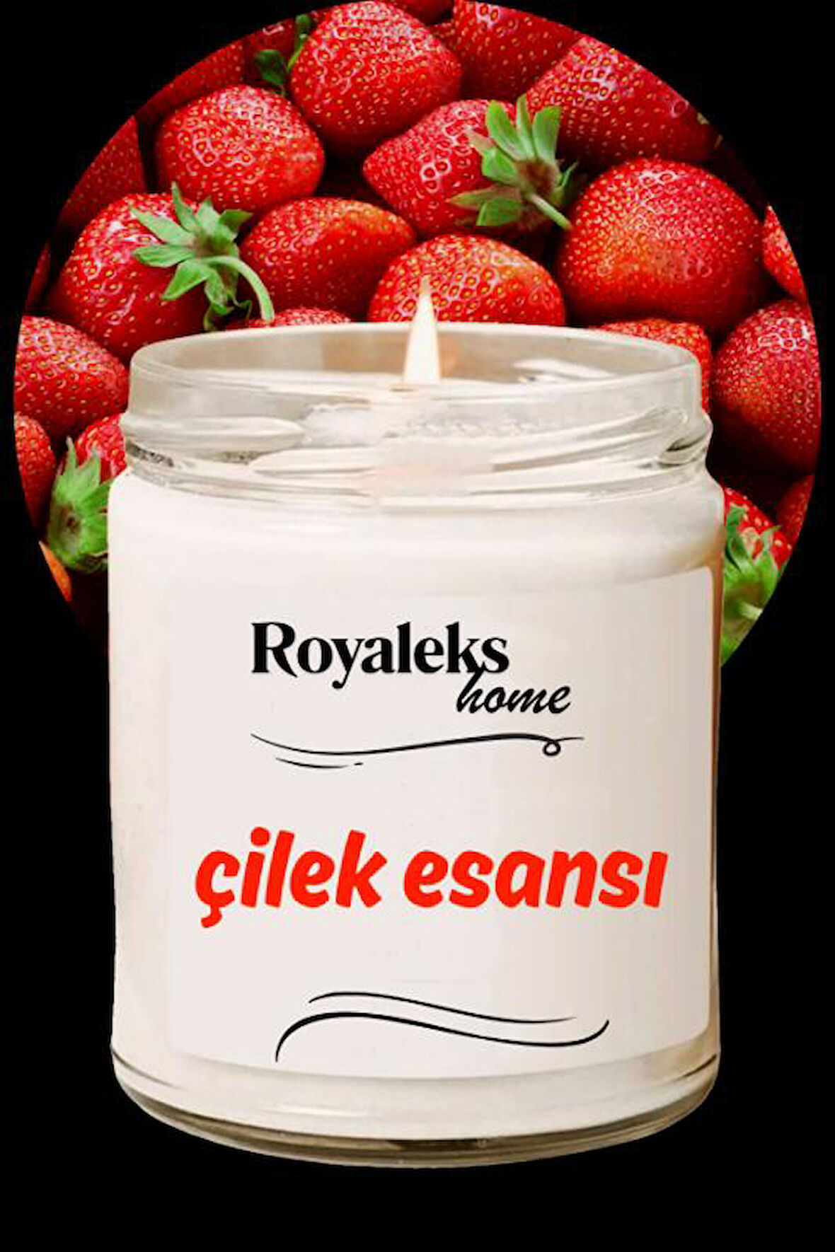Doğal Özel Seri Kokulu Dekoratif Kavanoz Mum 210 cc - Çilek Esansı - RYL