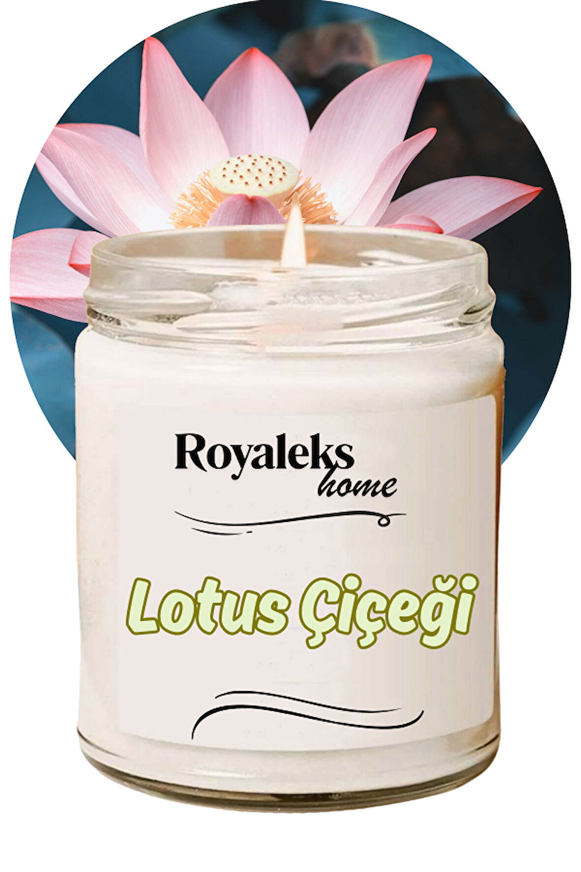 Doğal Özel Seri Kokulu Dekoratif Kavanoz Mum 210 cc - Lotus Esansı - RYL