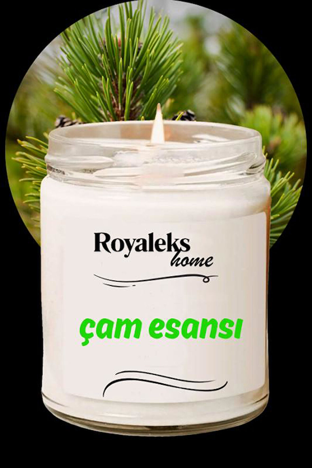 Doğal Özel Seri Kokulu Dekoratif Kavanoz Mum 210 cc - Çam Esansı - RYL