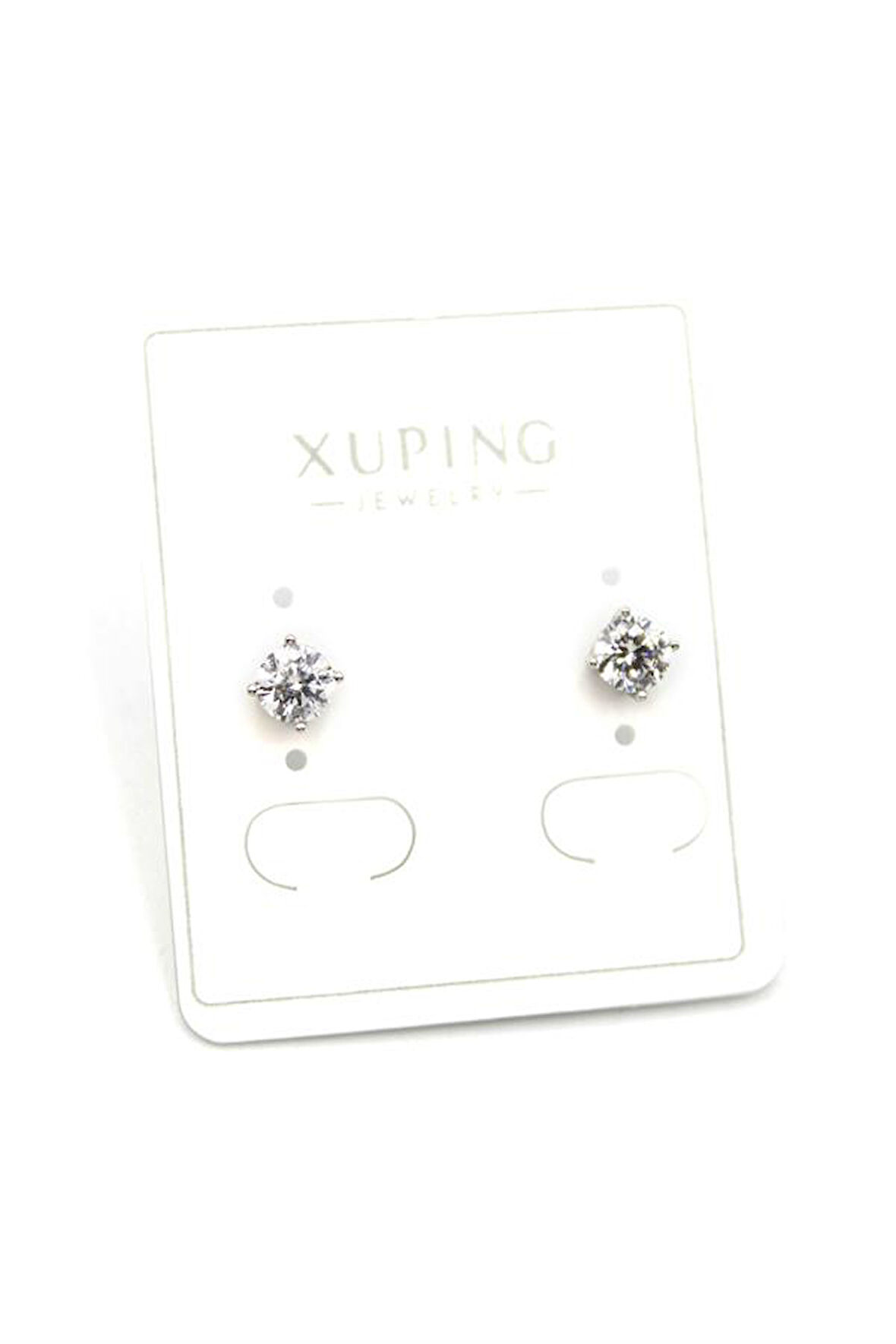 Orta Boy Tek Taş Küpe - Gümüş