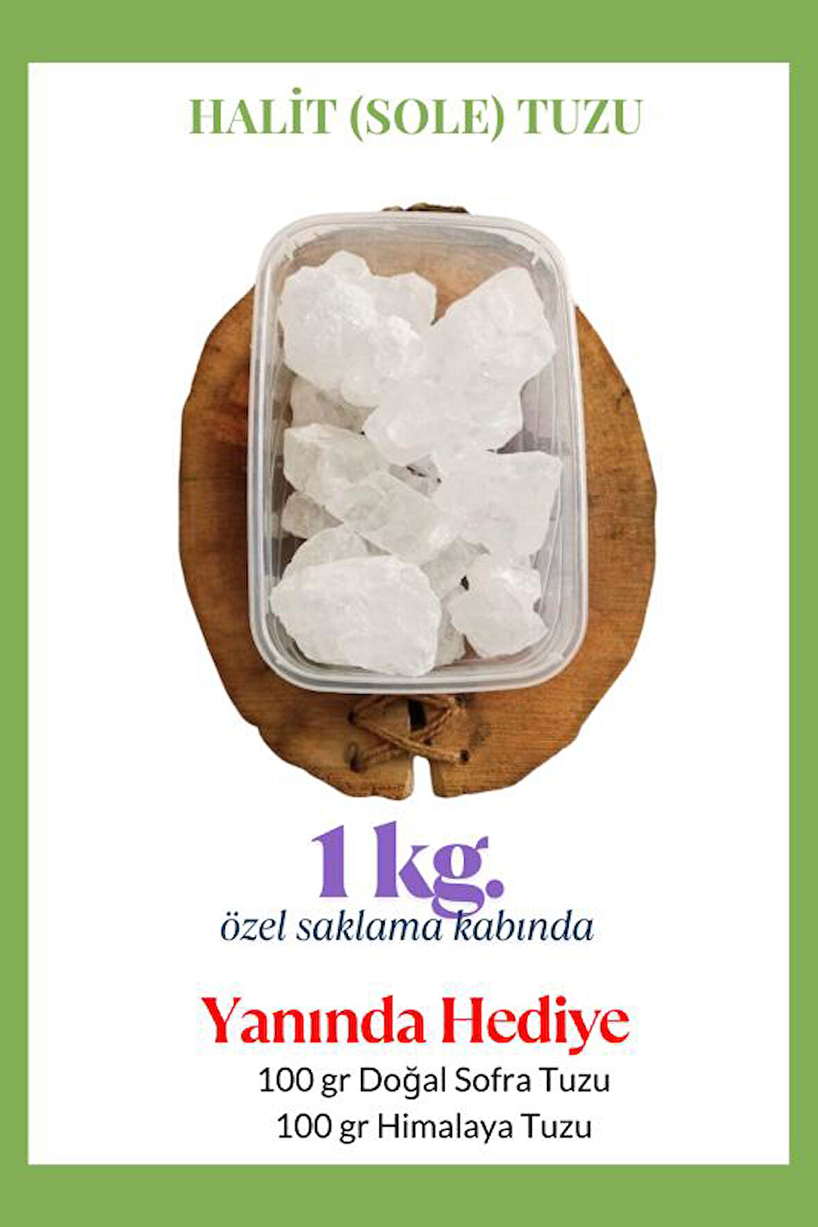 Halit Kristal Himalaya Tuzu 1 Kg. Berrak Kristal Tuz - Kristal Sole Tuzu Halit Tuz 1000 Gr. - HEDİYELİ