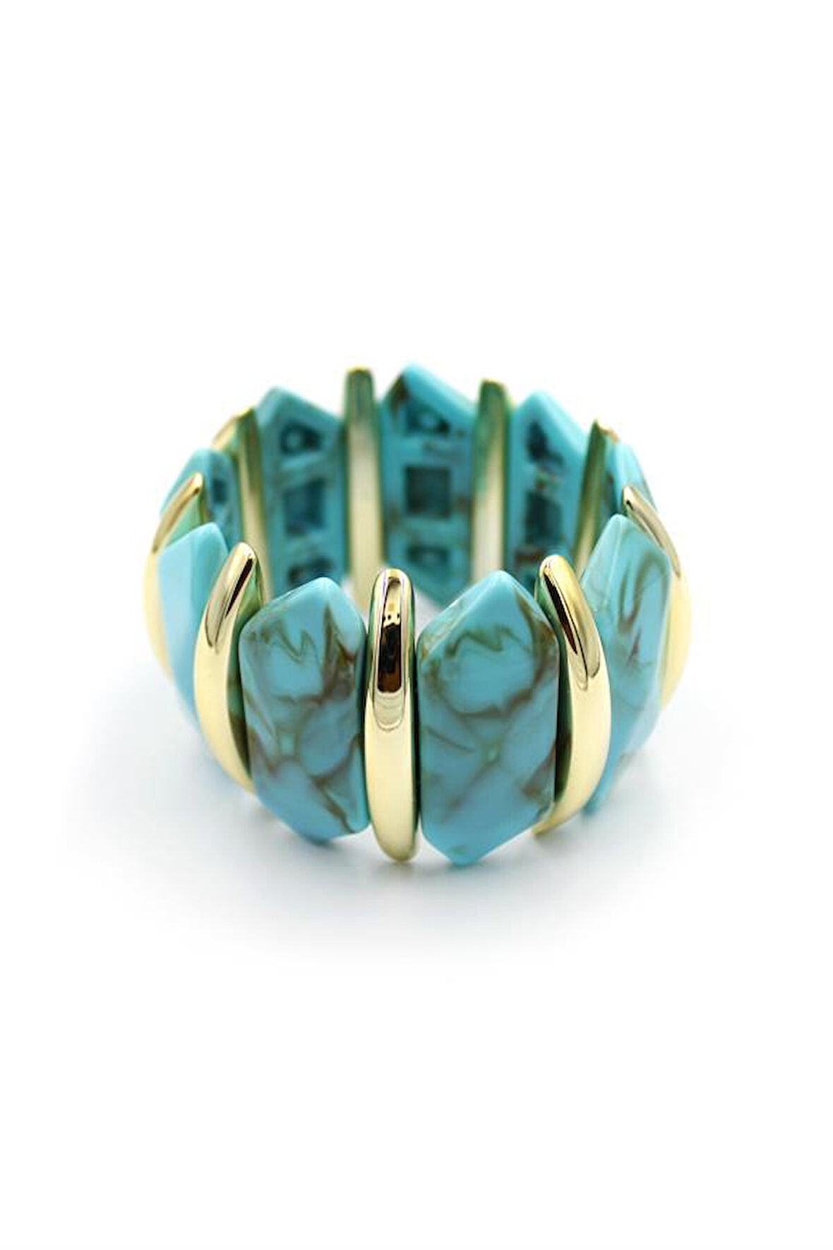 Lastikli Taşlı Bilezik - Turkuaz