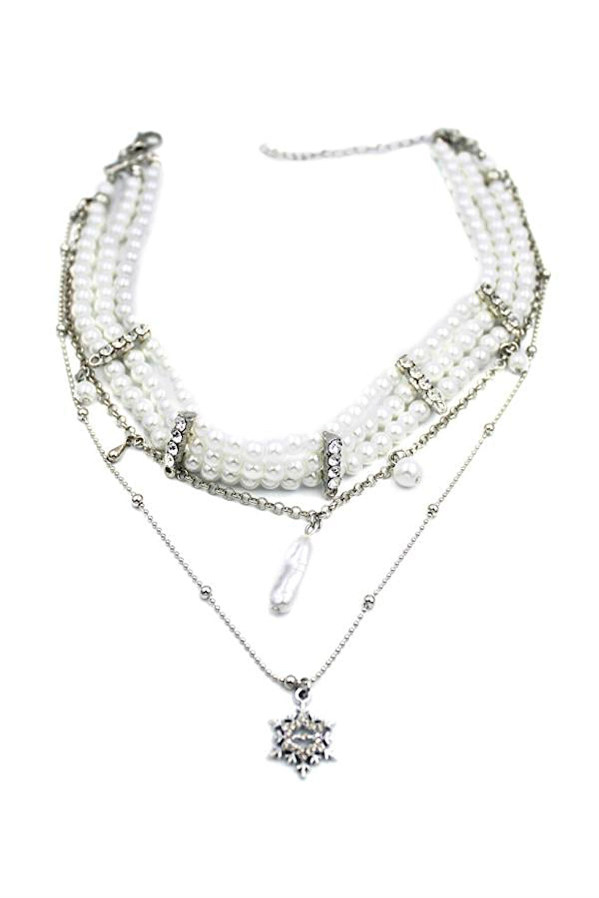 İnci Tasma Kolye - Gümüş