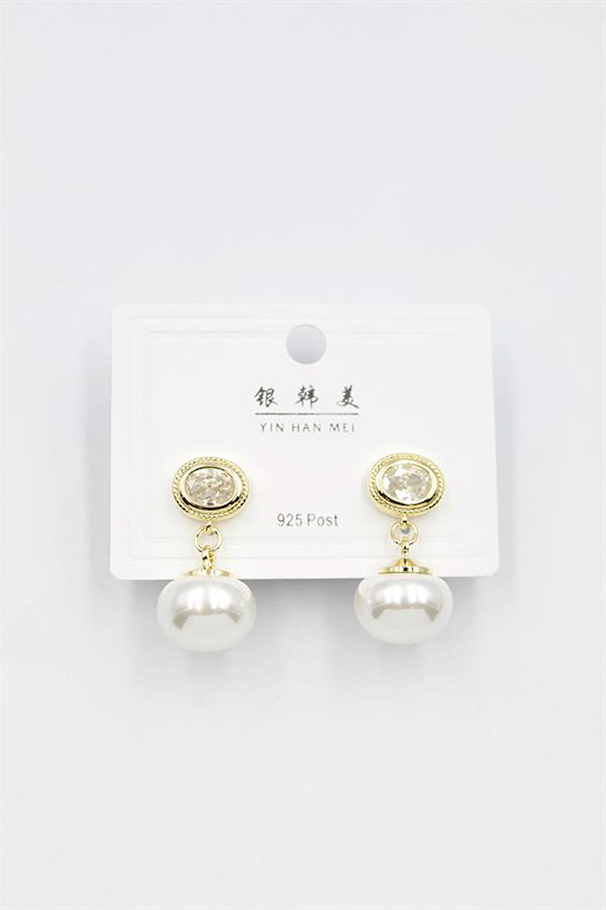 İncili Taşlı Küpe - Altın