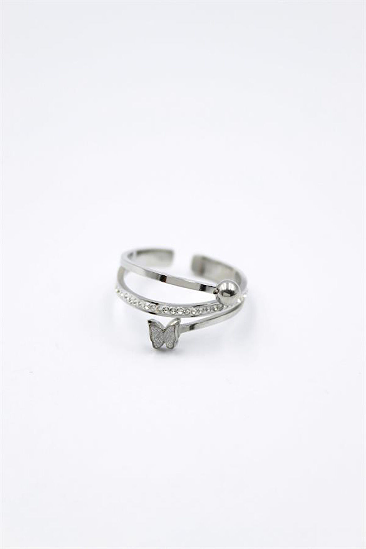 6'lı Taşlı Kelebek Yüzük - Gümüş