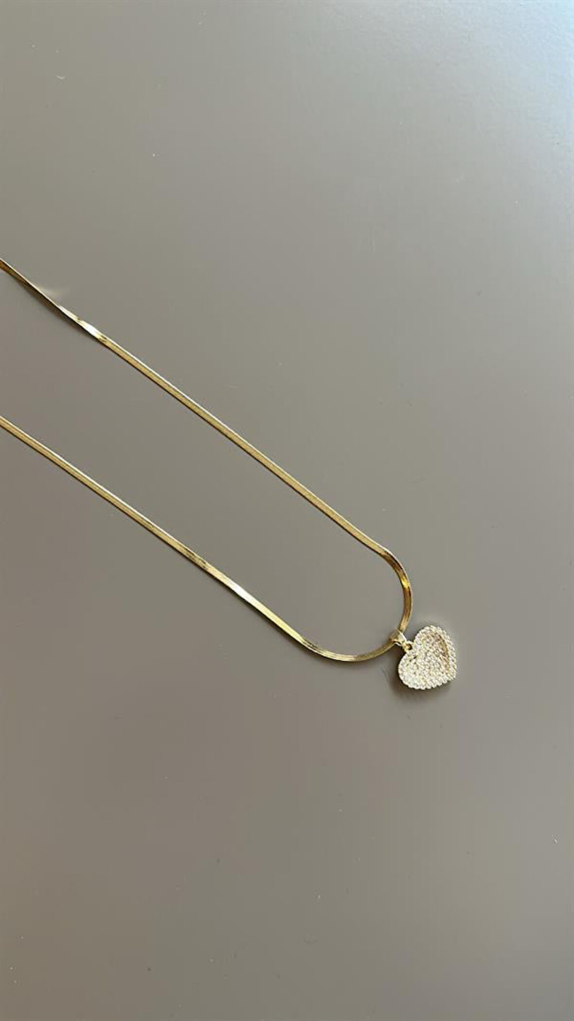 Taşlı Kalp Kolye - Altın