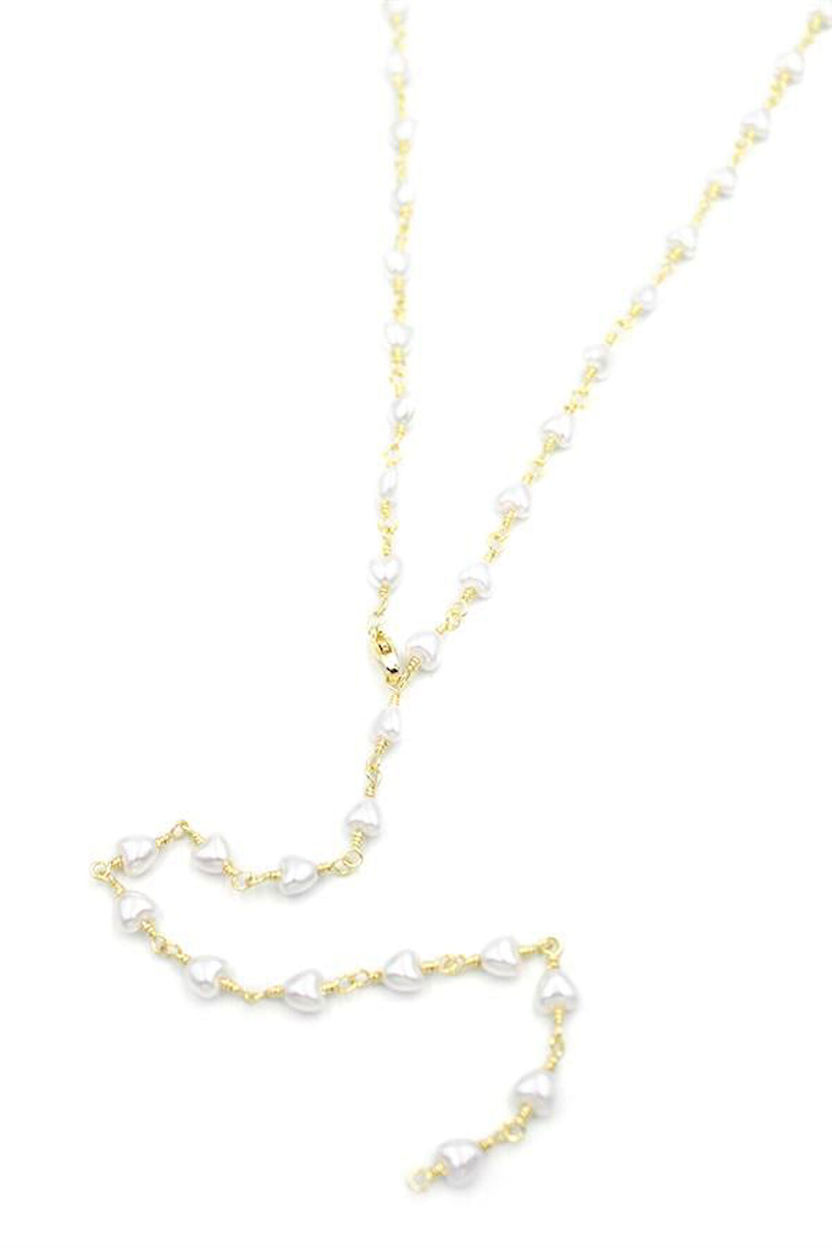 Kalp İncili Y Kolye - Altın