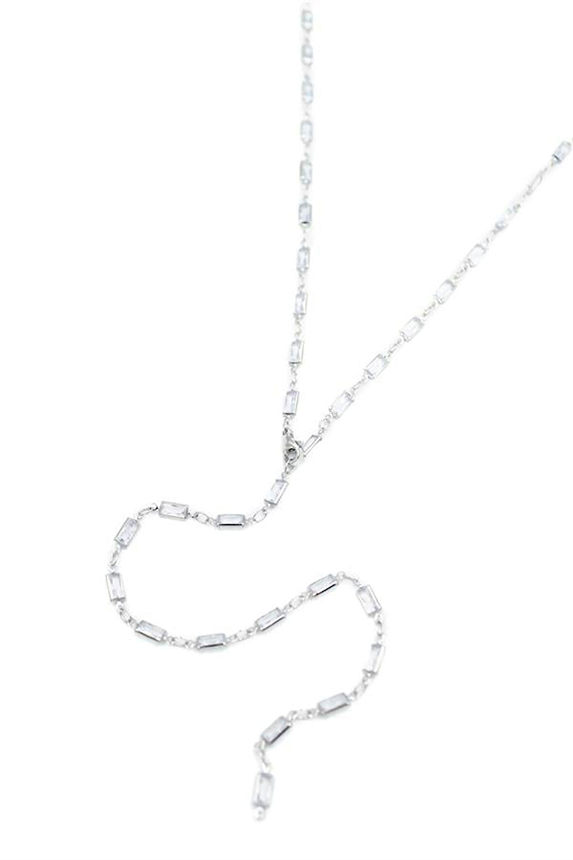 Taşlı Y Kolye - Gümüş