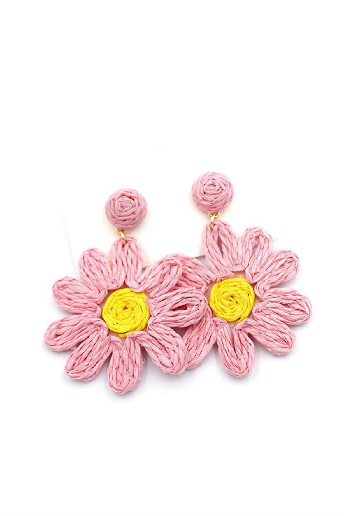 Papatya Hasır Küpe - Pembe