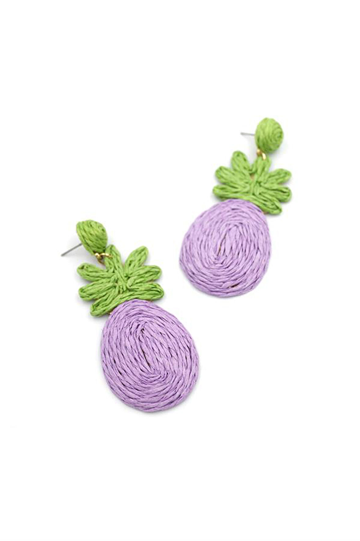 Ananas Hasır Küpe - Mor