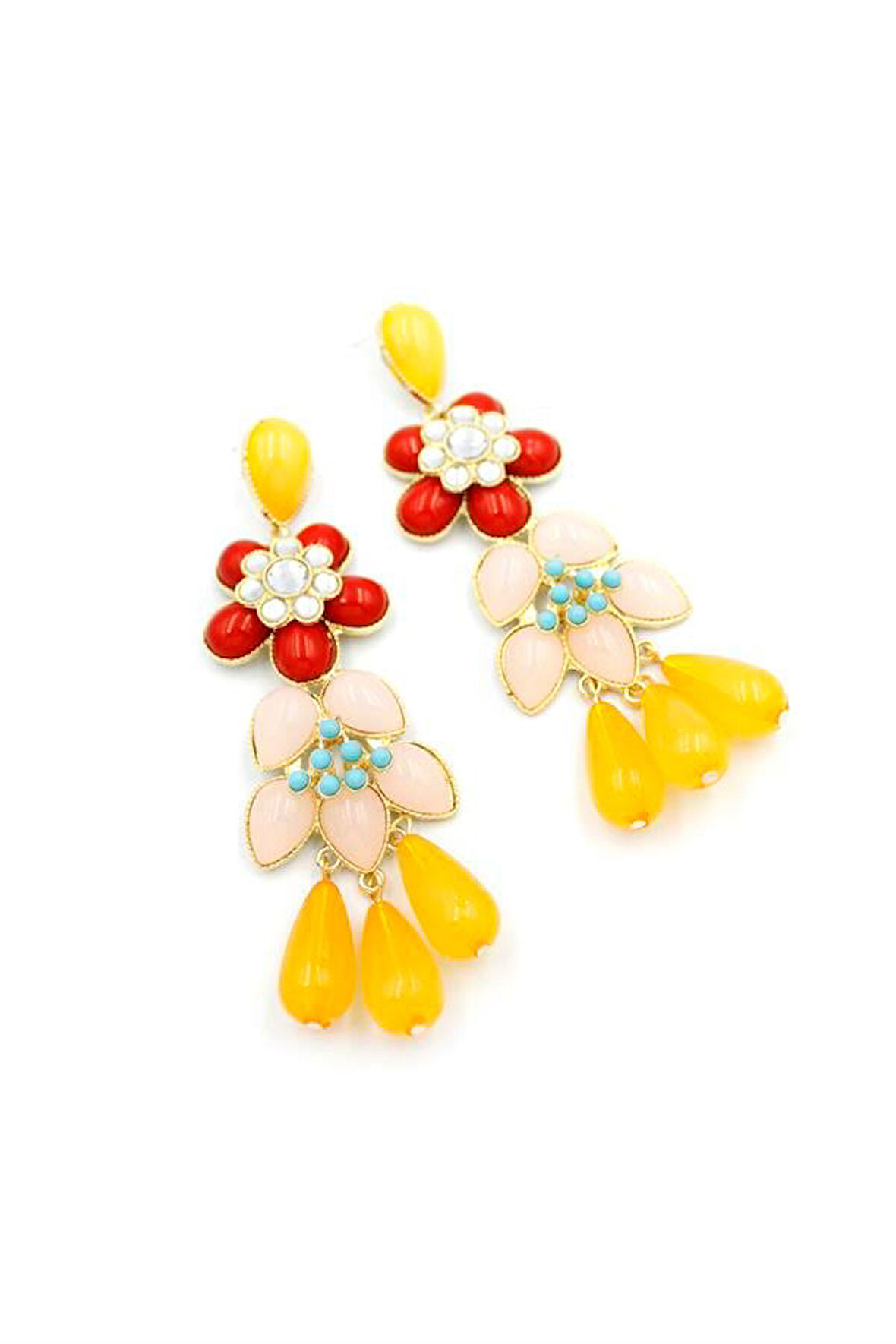 Çiçek Küpe - Kırmızı