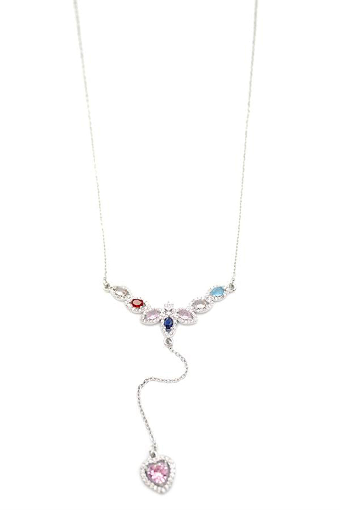 Damla Taşlı Y Kolye - Gümüş