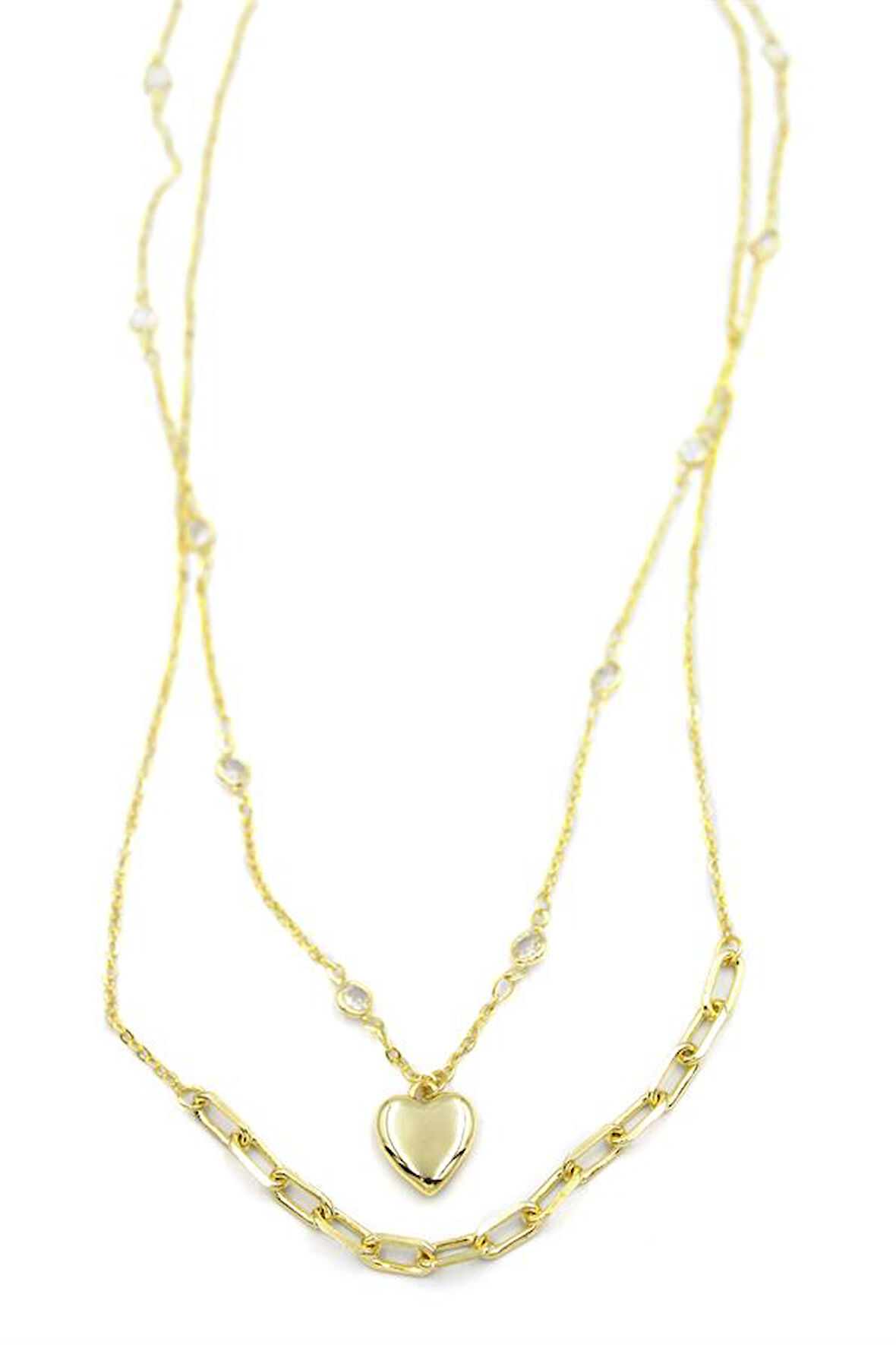 Kalp Kolye - 90cm - Altın