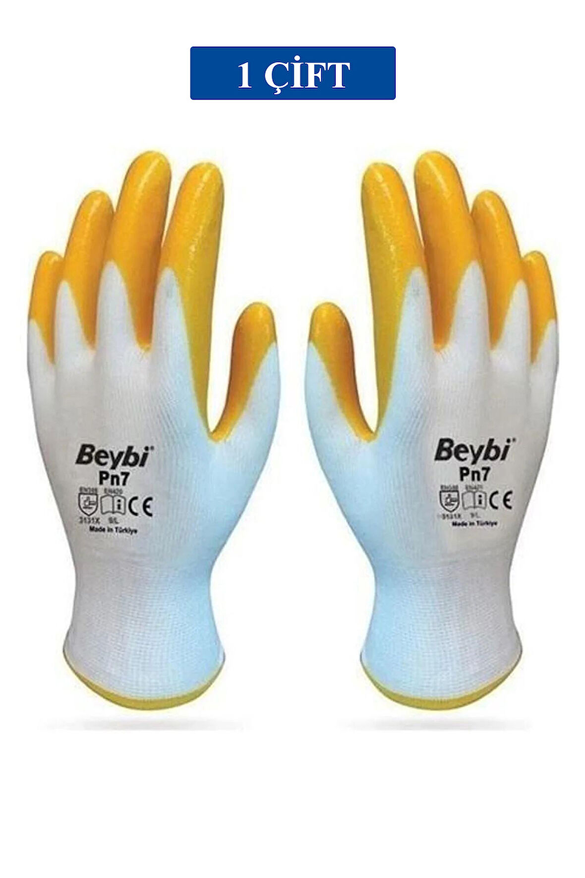 Pn7 Sarı Iş Eldiveni Polyester Örme Nitril Beybi No:10 Royaleks Group - 1 Çift