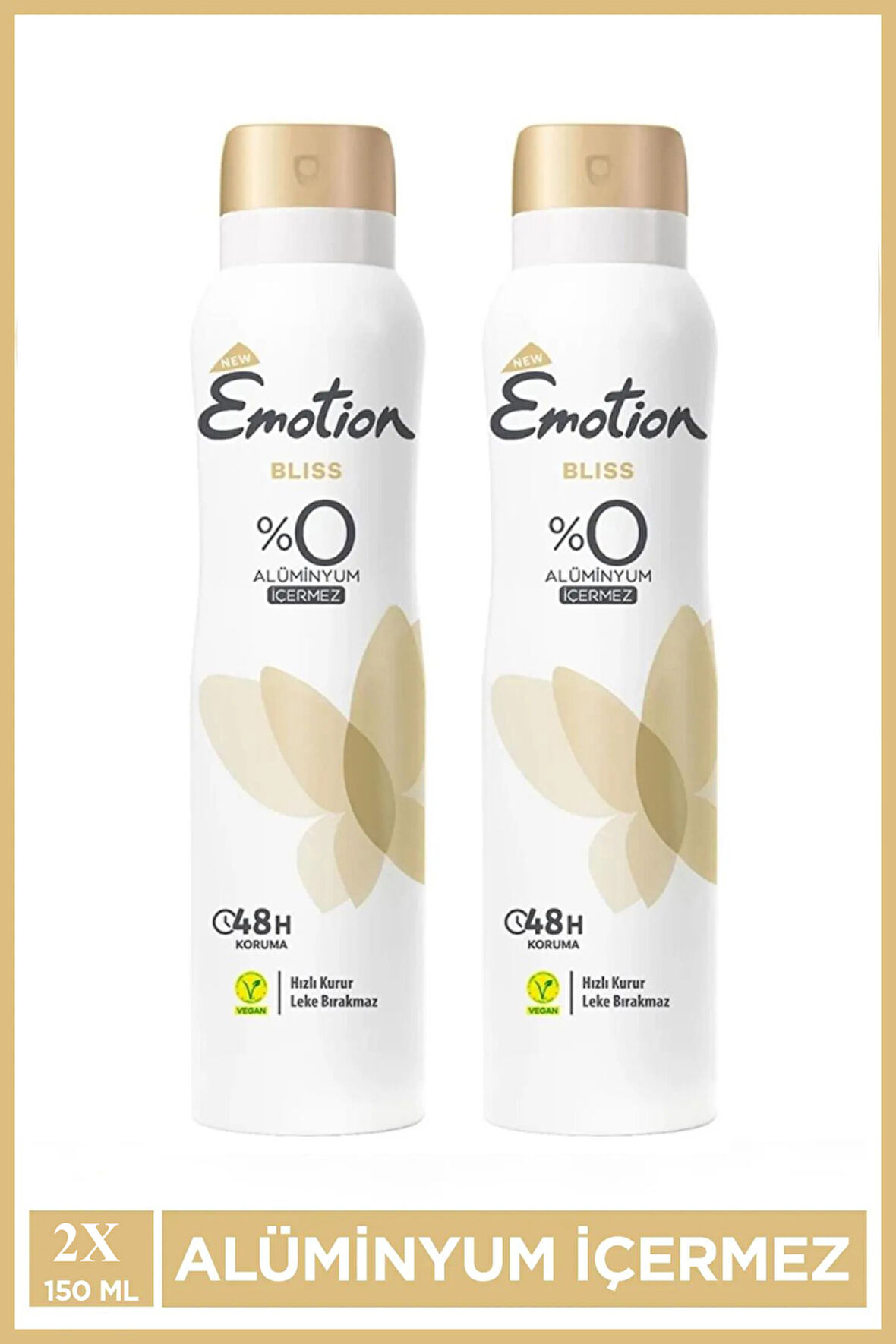 2 Adet Emotion Bliss Kadın Vegan Deodorant 150 Ml Hızlı Kurur , Leke Bırakmaz