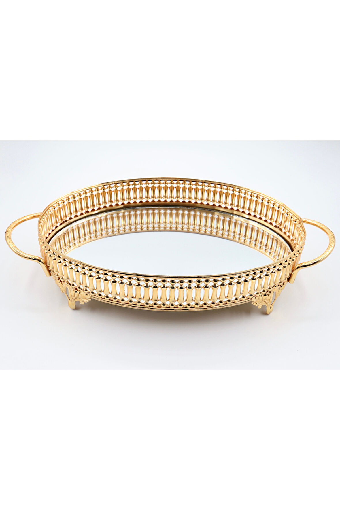 Metal Aynalı Oval Tepsi (28*20)