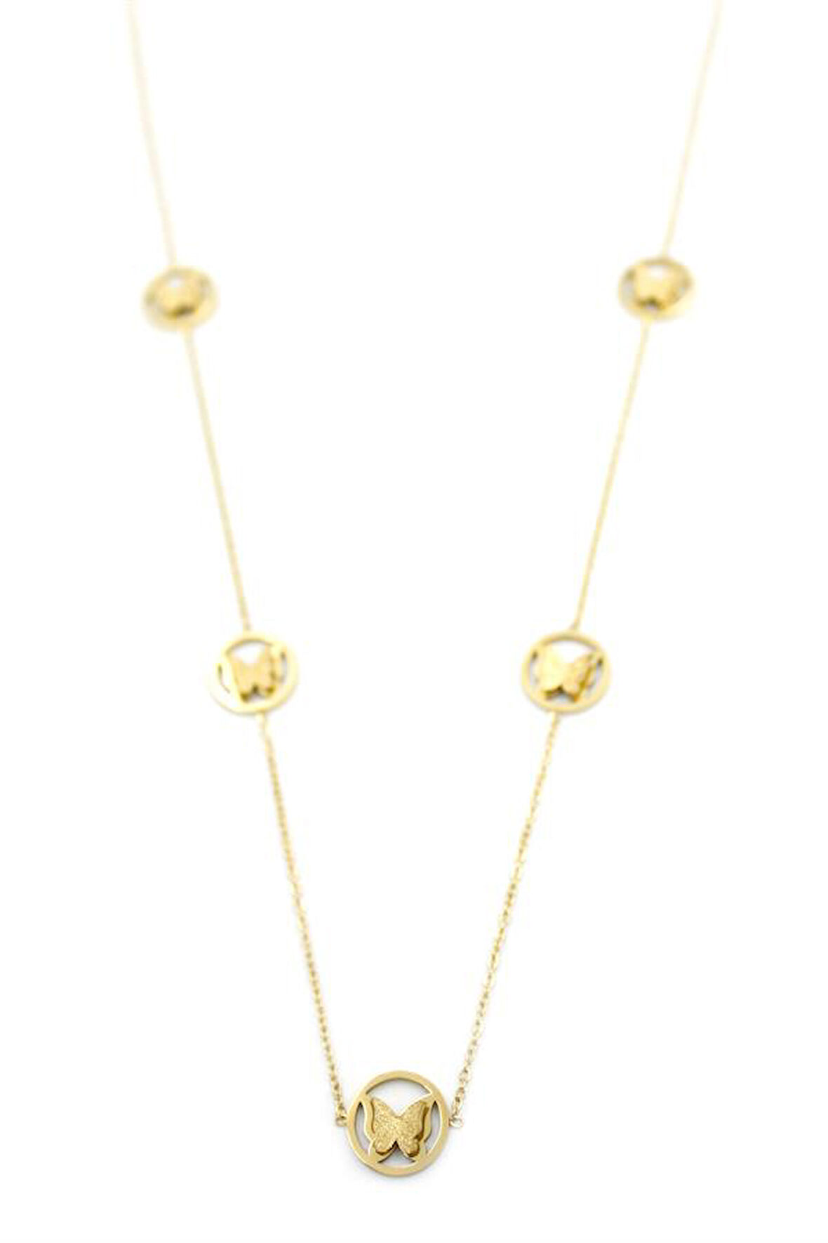 Kelebek Kolye - 90 cm - Altın