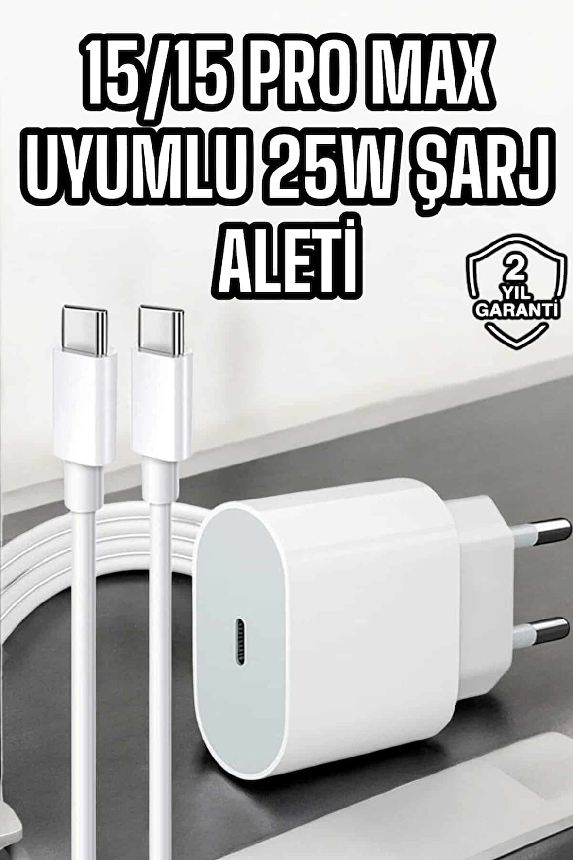 İOS Uyumlu Type-C Girişli Hızlı Şarj 15/15 Pro Max Adaptör ve Kablosu