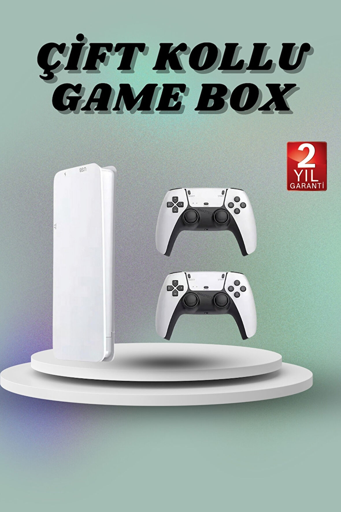 Game Box 3D Çift Oyun Kollu 4K HD Ekran 20000'den Fazla Oyun Seçeneği 2.4G Kablosuz