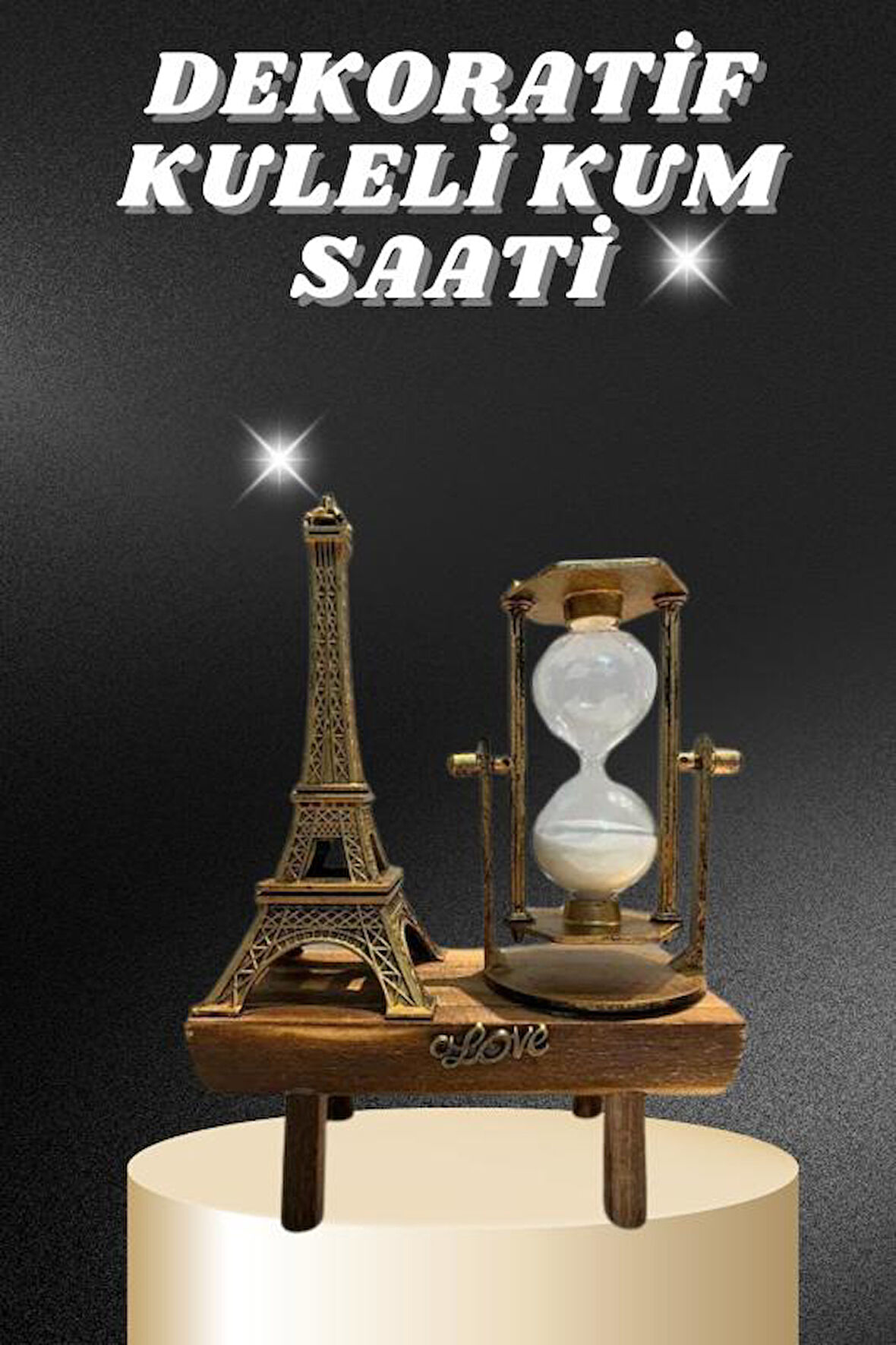 Masa Biblosu Dekoratif Süs Kum Saati Eyfel Kulesi Hediyelik Kum Saati