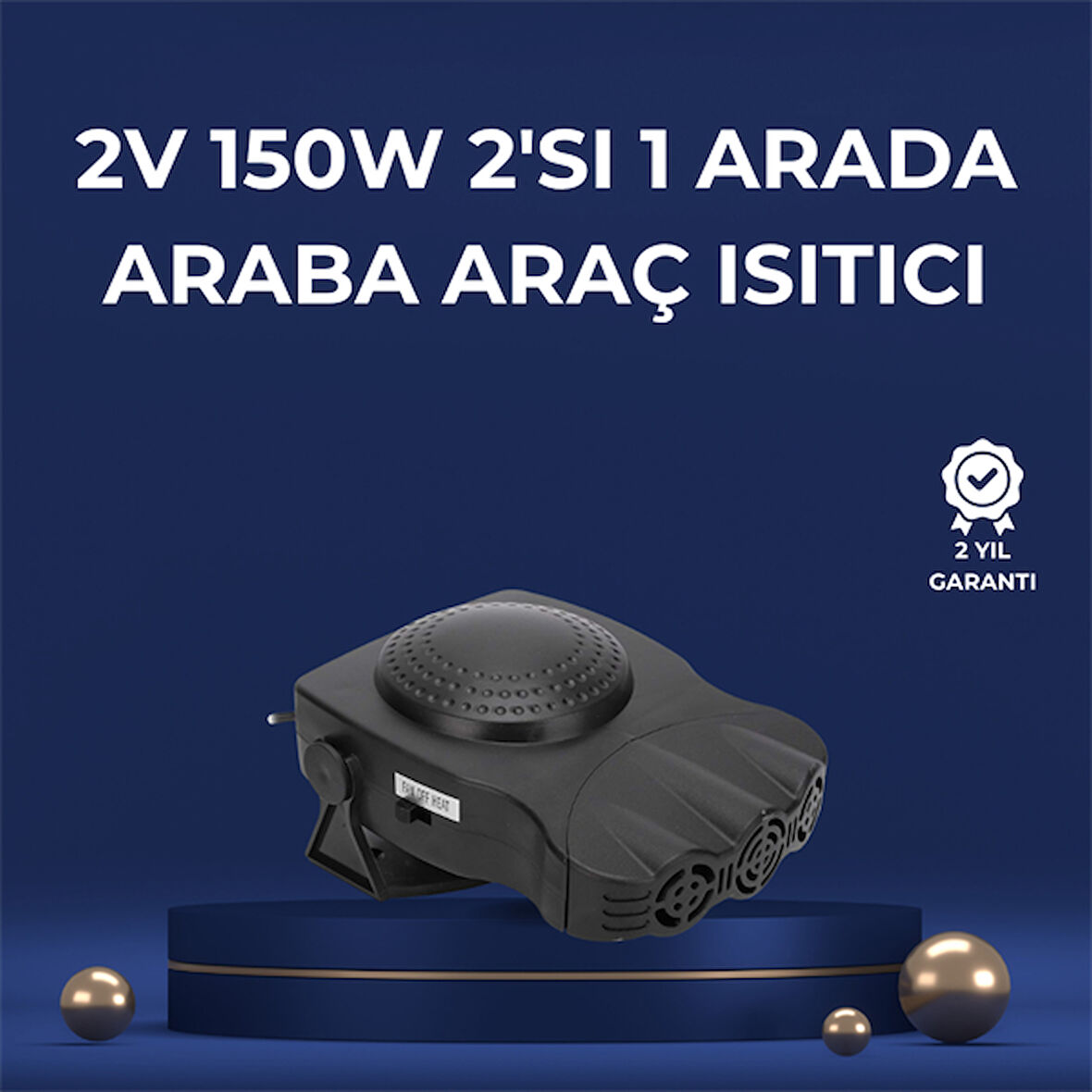 3'ü 1 Arada Araç İçi Isıtıcı Fan | 12V Prizli, Buz Çözücü, Temiz Hava ve Hızlı Isıtma Özellikli