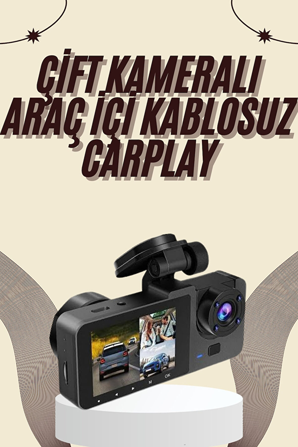 Gece Görüşlü DVR 3 Lensli Araç İçi Sürüş Kamerası Video Kaydedici
